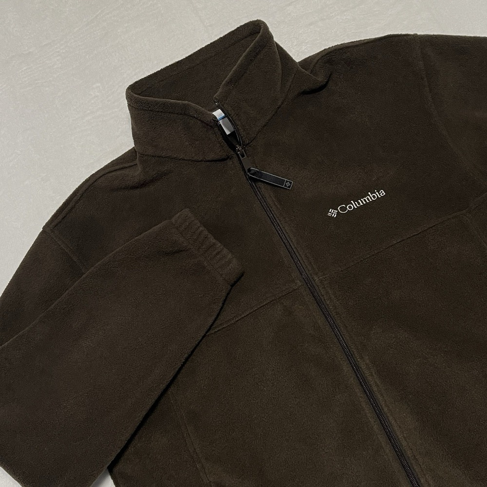 Columbia Dark Brown Jacket L Full Zip Fleece Casual Athletic Wear Warm Unisex